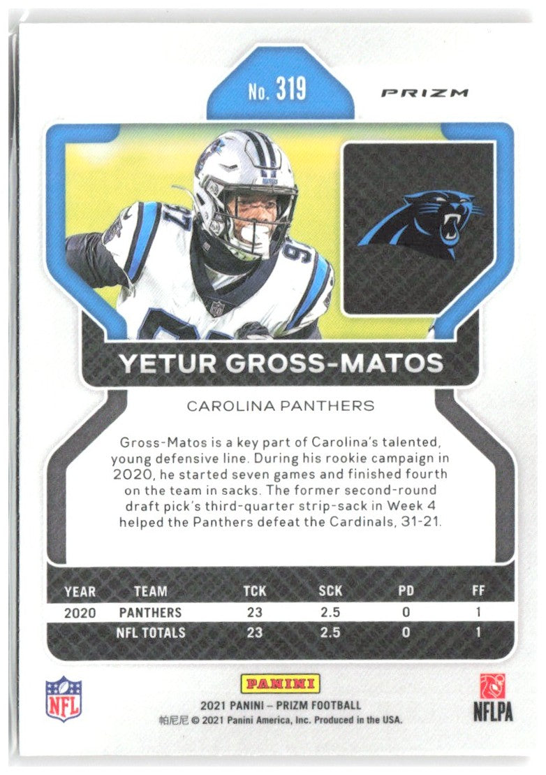 Yetur Gross-Matos Panini Prizm - Lazer 319 2021 Carolina Panthers