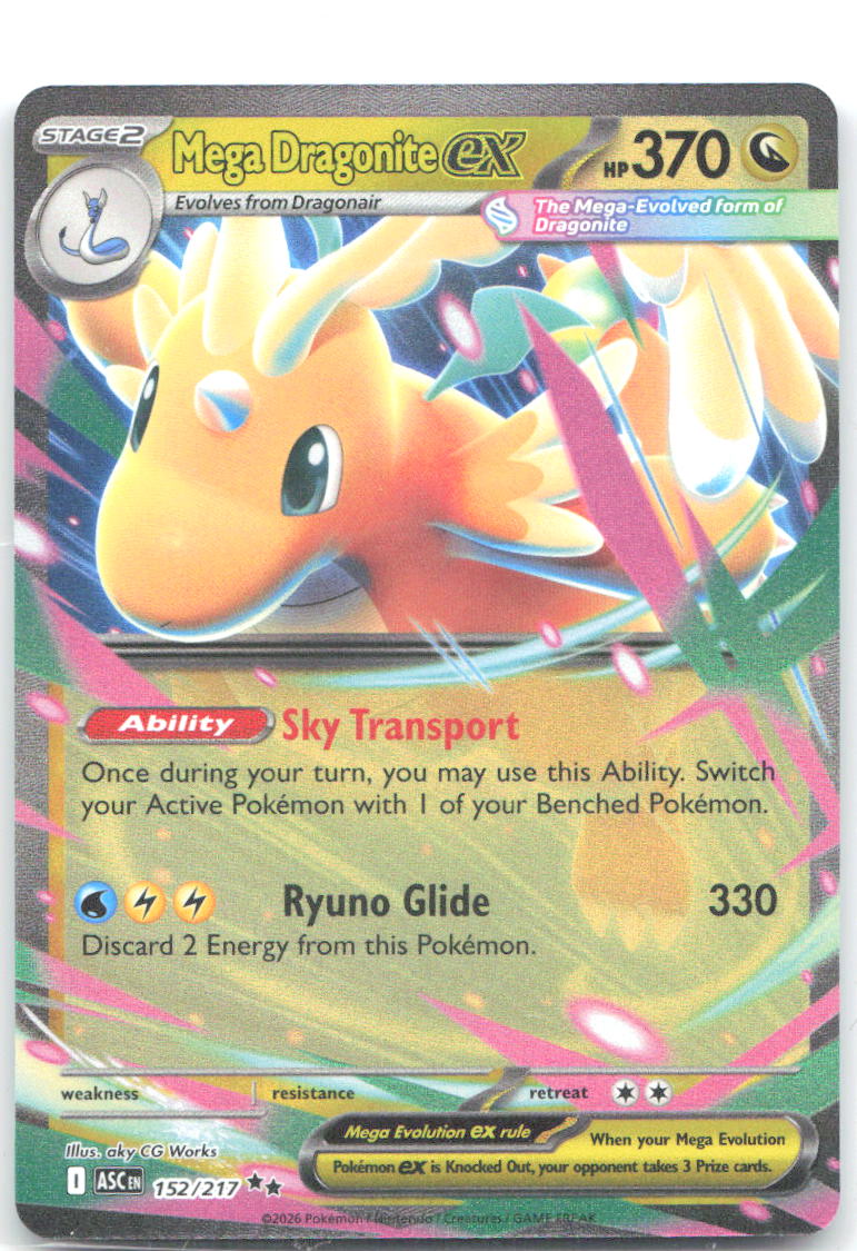 Mega Dragonite ex Holo Double Rare ME: Ascended Heroes 152/217 NM aky CG Works