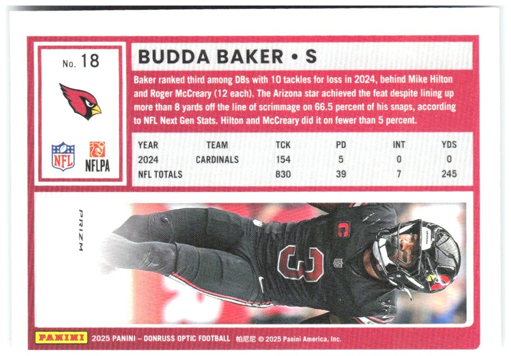 Budda Baker Donruss Optic - Holo 18 2025 Arizona Cardinals