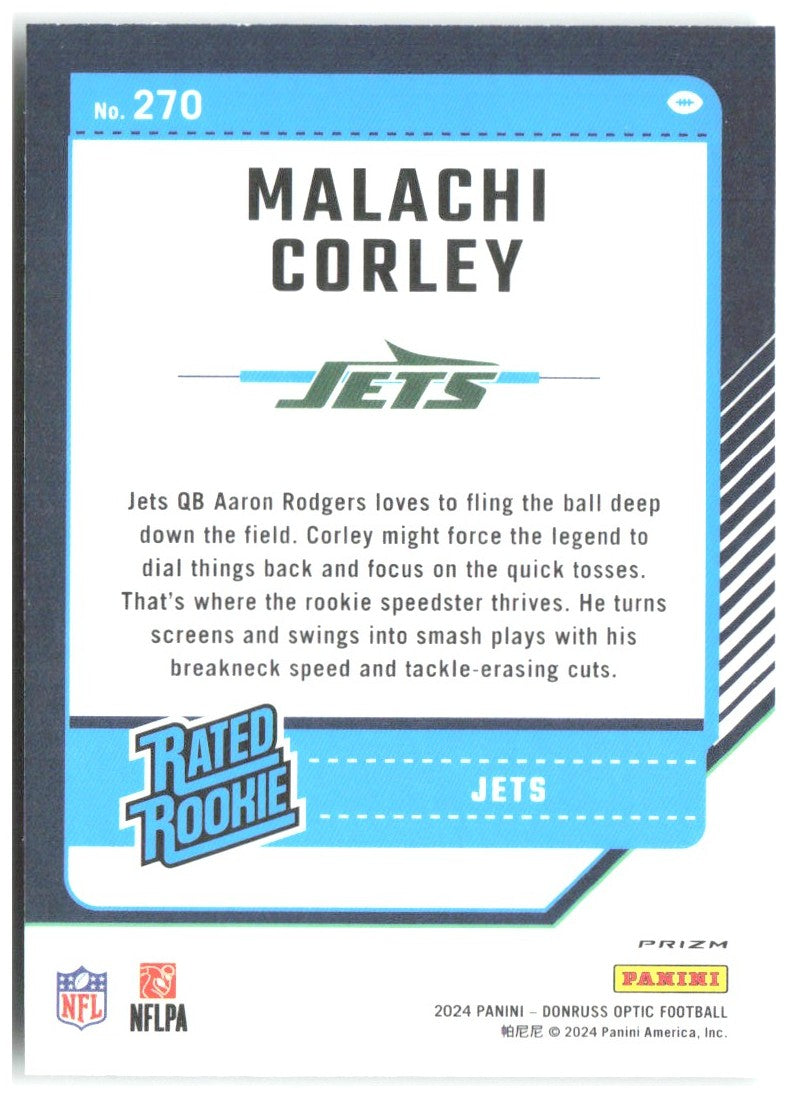 Malachi Corley Donruss Optic - Green Hyper 270 2024 New York Jets