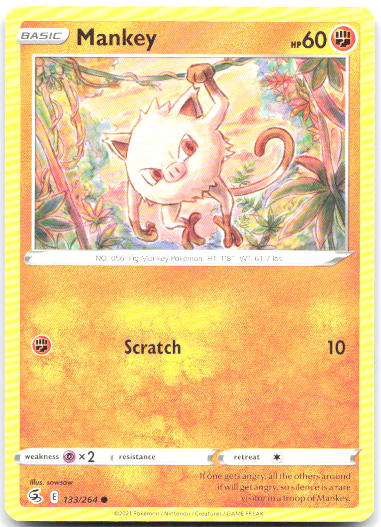 Mankey Common SWSH08 Fusion Strike 133/264 NM sowsow