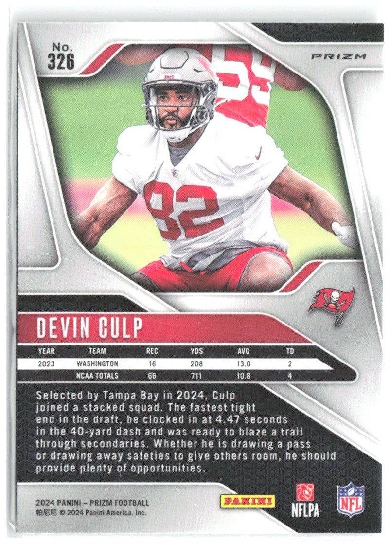 Devin Culp Panini Prizm - Silver 326 2024 Tampa Bay Buccaneers