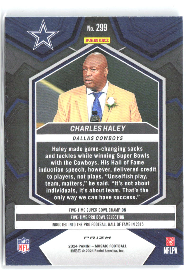 Charles Haley Panini Mosaic - Mosaic Reactive Blue 299 2024 Dallas Cowboys