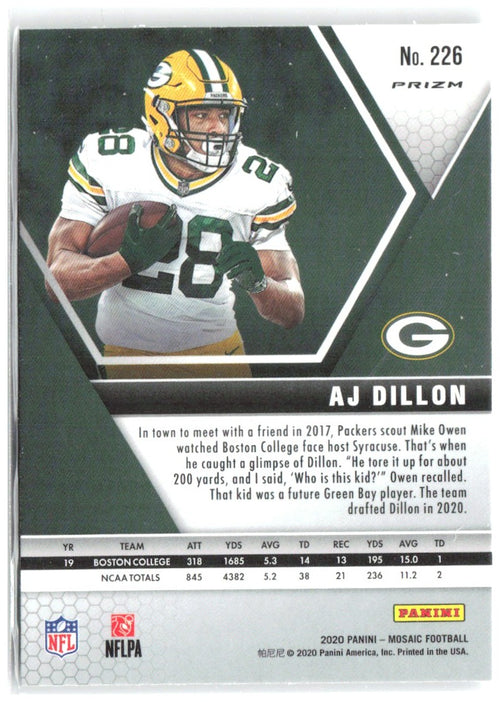 AJ Dillon Panini Mosaic - Prizm 226 2020 Green Bay Packers