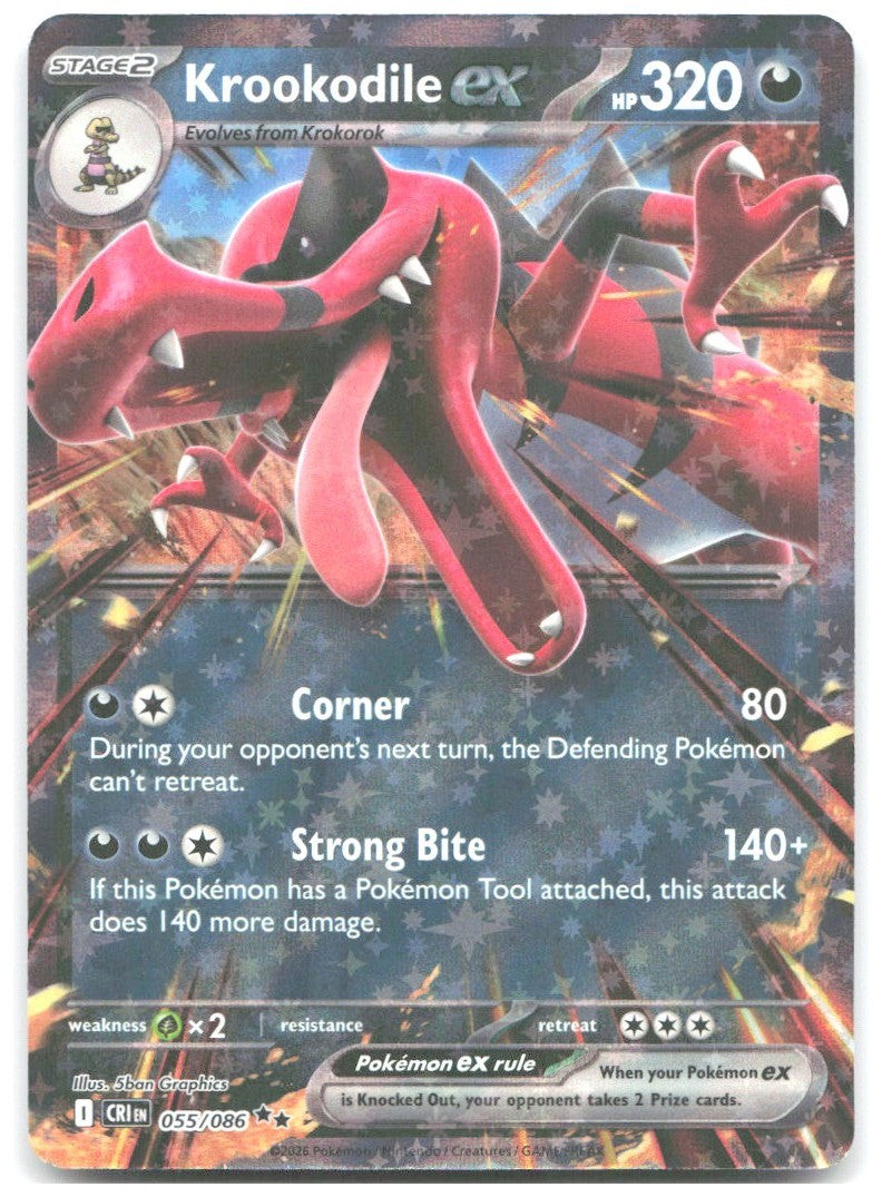 Krookodile ex Holo Double Rare ME04 Chaos Rising 055/086 NM 5ban Graphics