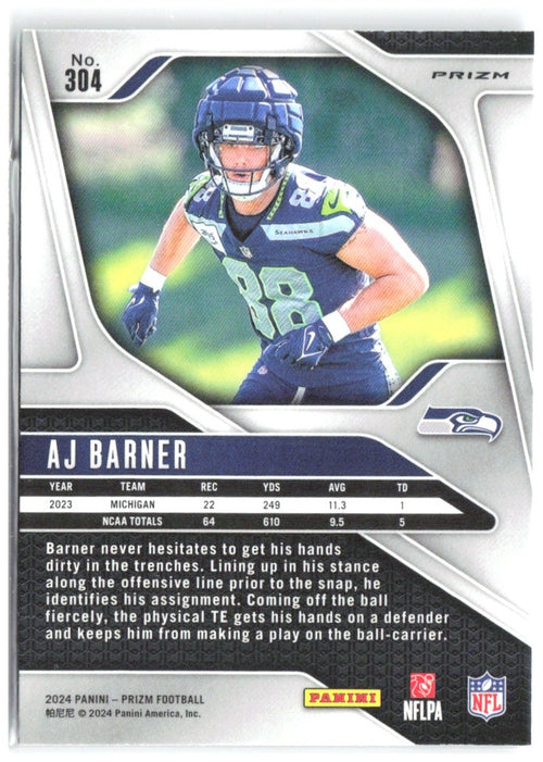 AJ Barner Panini Prizm - Silver 304 2024 Seattle Seahawks