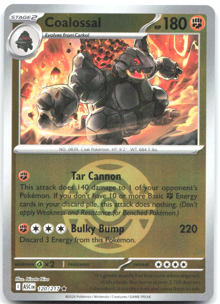 Coalossal Dusk Ball Reverse Holo Rare ME Ascended Heroes 120/217 NM Nisota Niso