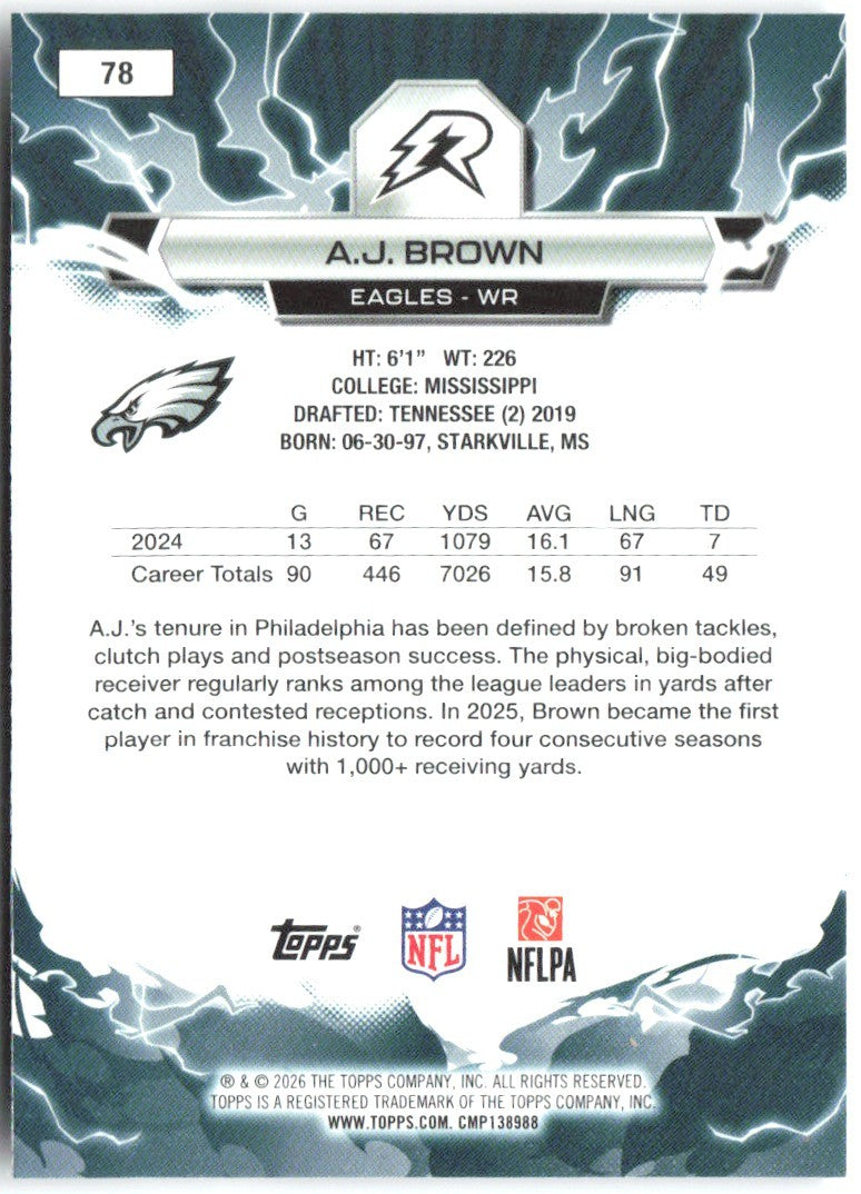 A.J. Brown Topps Resurgence - Prism Refractor 78 2025 Philadelphia Eagles