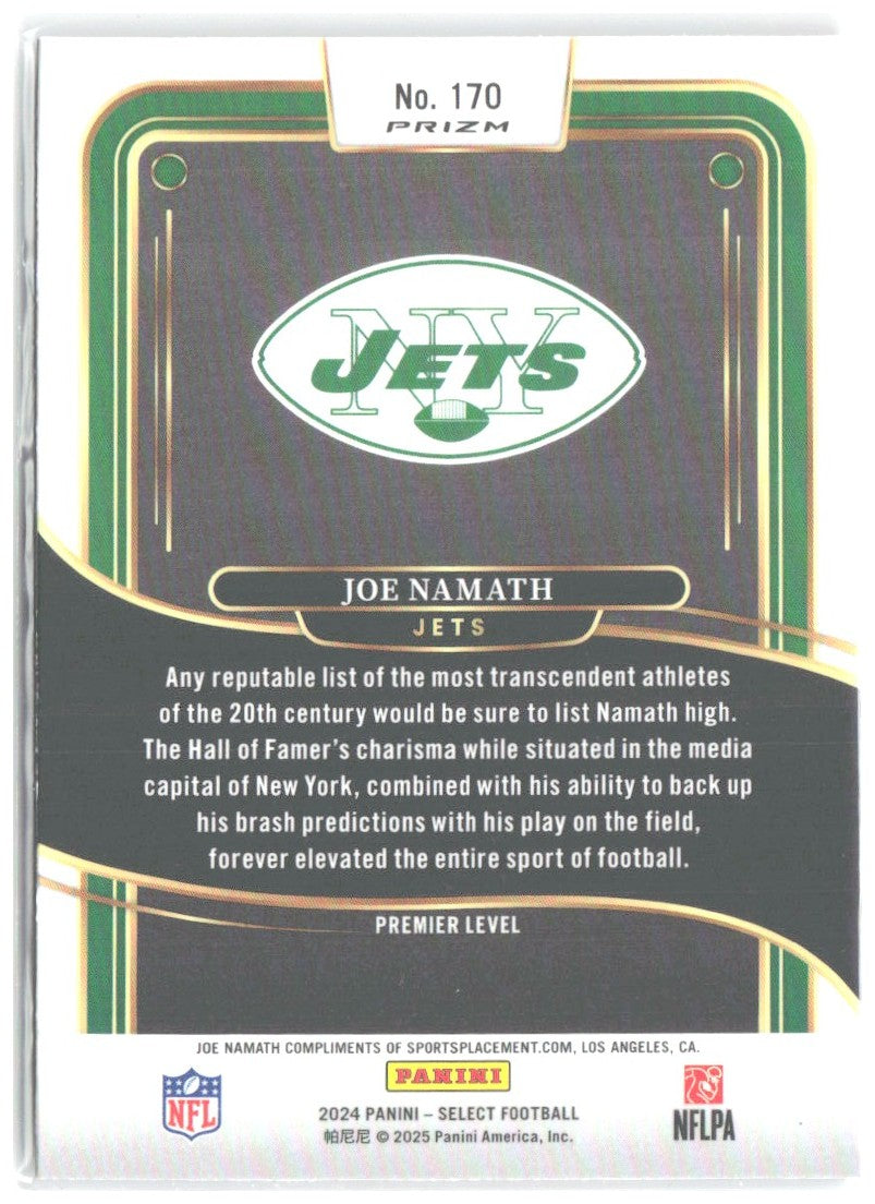 Joe Namath Panini Select - Black & Red Prizm Shock 170 2024 New York Jets