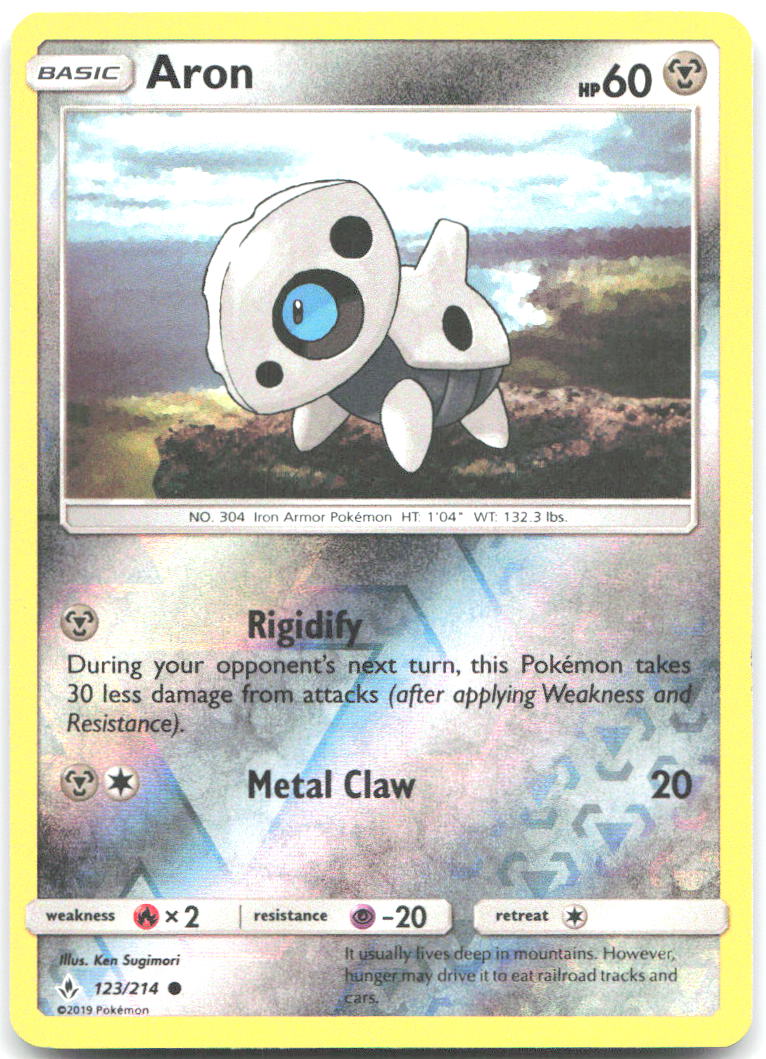 Aron Reverse Holo Common SM Unbroken Bonds 123/214 NM Ken Sugimori