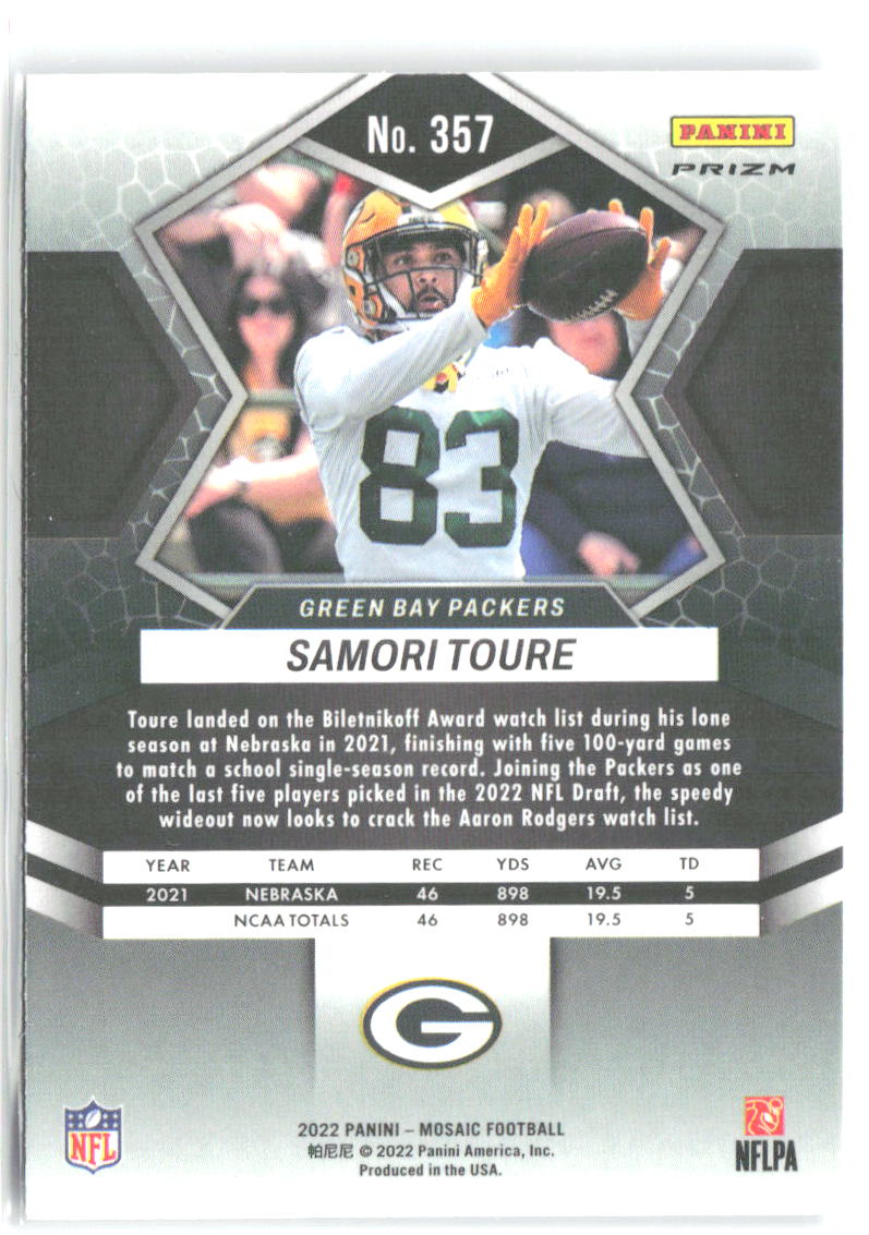 Samori Toure Panini Mosaic - Silver 357 2022 Green Bay Packers