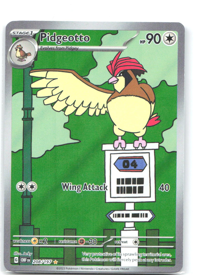 Pidgeotto Holo Illustration Rare SV03: Obsidian Flames 208/197 NM Jerky