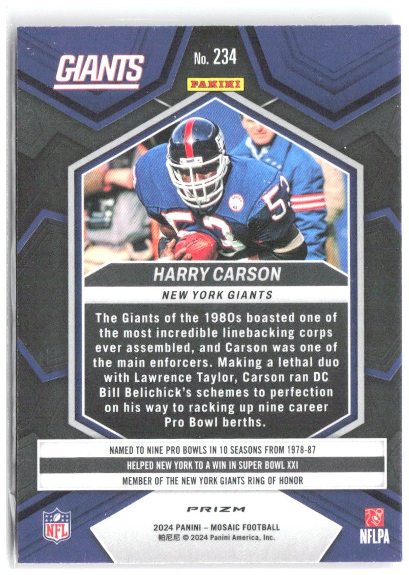 Harry Carson Panini Mosaic - Mosaic Camo Pink 234 2024 New York Giants