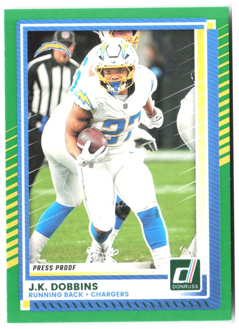 J.K. Dobbins Donruss - Press Proofs Green 71 2025 Los Angeles Chargers