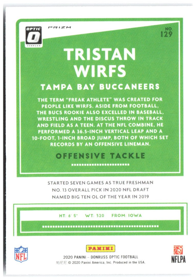 Tristan Wirfs Donruss Optic - Purple Shock 129 2020 Tampa Bay Buccaneers