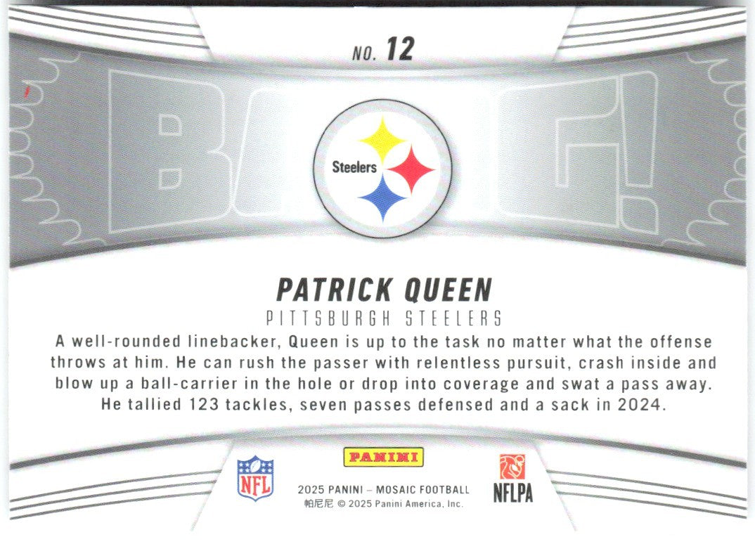 Patrick Queen Panini Mosaic - Bang! Mosaic 12 2025 Pittsburgh Steelers