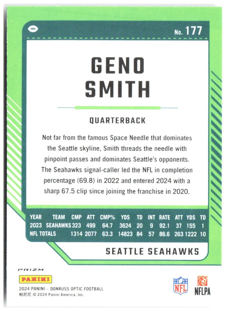 Geno Smith Donruss Optic - Holo 177 2024 Seattle Seahawks
