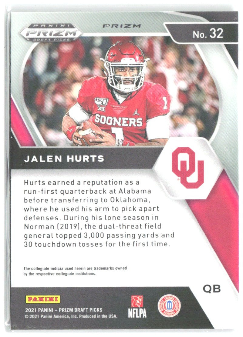 Jalen Hurts Panini Prizm Draft Picks - Green 32 2021 Oklahoma Sooners