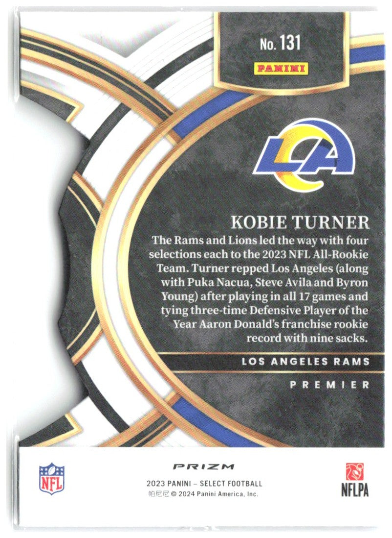 Kobie Turner Select - Red and Blue Prizms Die Cuts 131 2023 Los Angeles Rams