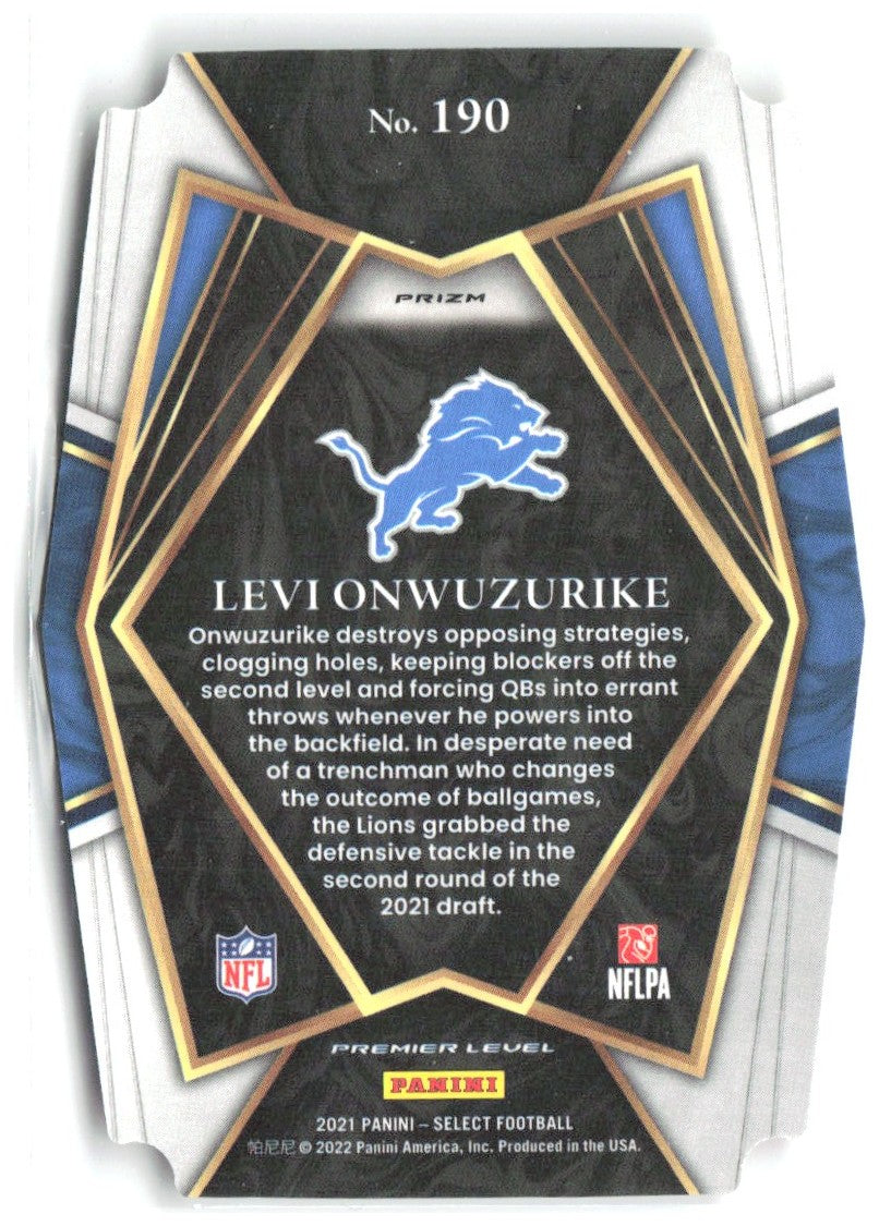 Levi Onwuzurike Select - Red and Yellow Prizm Die Cut 190 2021 Detroit Lions
