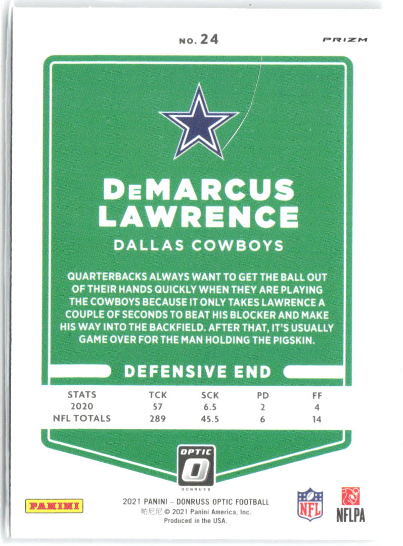 DeMarcus Lawrence Donruss Optic - Holo 24 2021 Dallas Cowboys