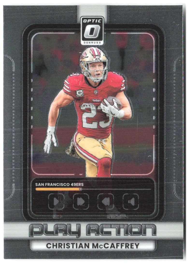 Christian McCaffrey Donruss Optic - Play Action 20 2025 San Francisco 49ers