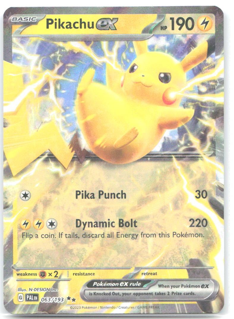 Pikachu ex Holo Double Rare SV02 Paldea Evolved 063/193 NM N DESIGN Inc