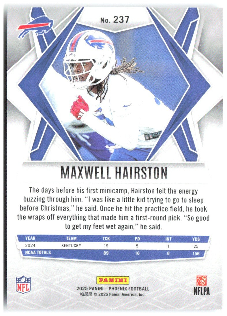 Maxwell Hairston Panini Phoenix - Silver Hyper Prizm 237 2025 Buffalo Bills