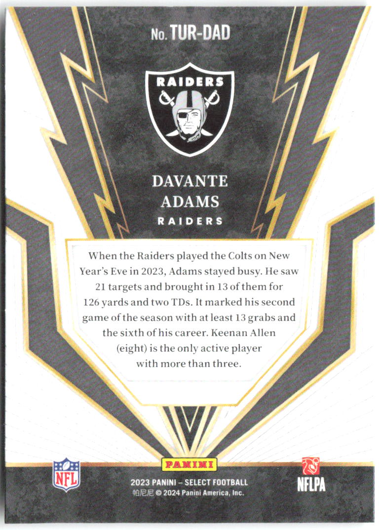 Davante Adams Panini Select - Turbocharged TUR-DAD 2023 Las Vegas Raiders