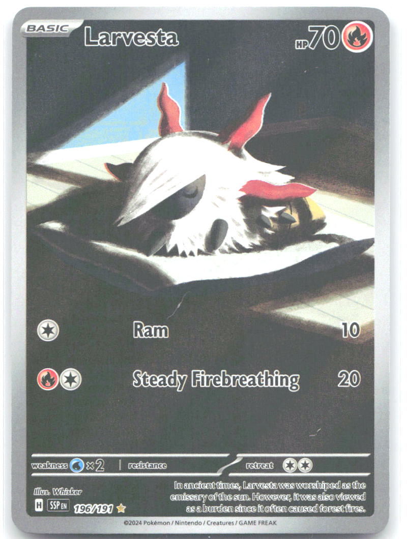 Larvesta Holo Illustration Rare SV08: Surging Sparks 196/191 NM Whisker