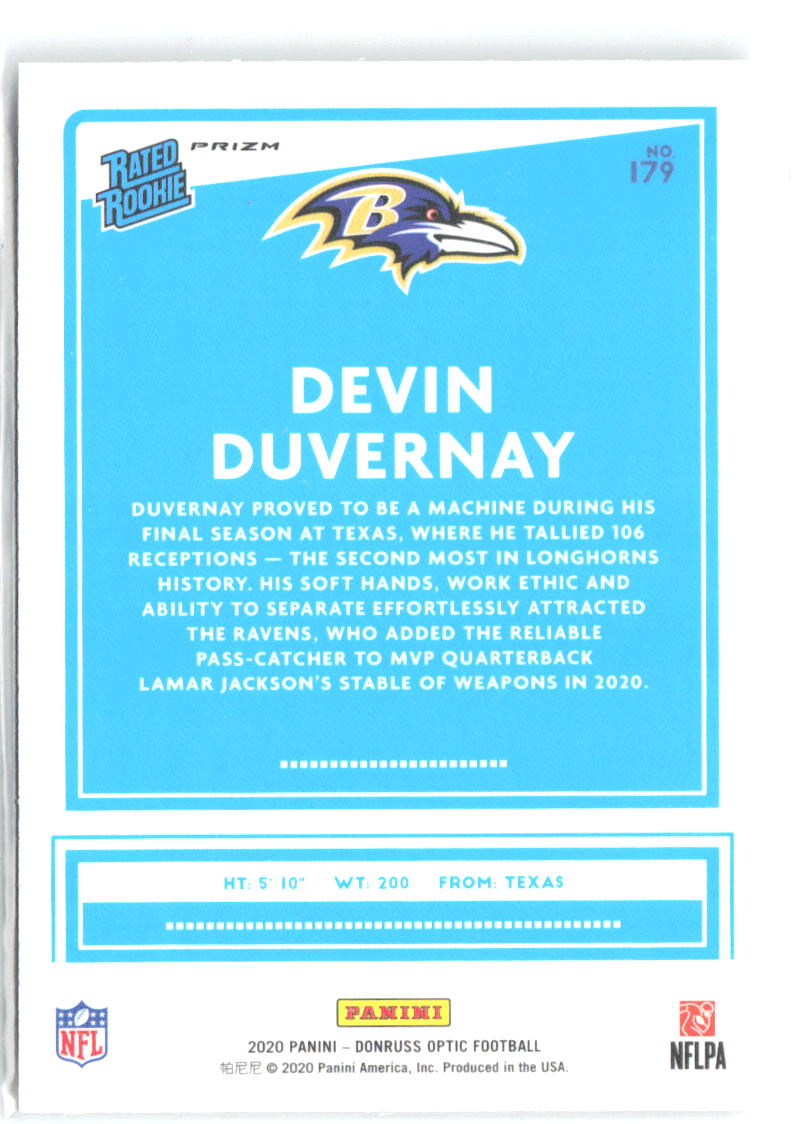 Devin Duvernay Donruss Optic - Holo 179 2020 Baltimore Ravens