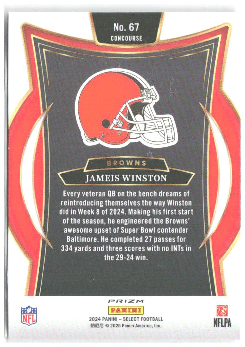 Jameis Winston Panini Select - Red & Yellow Prizm Shock 67 2024 Cleveland Browns