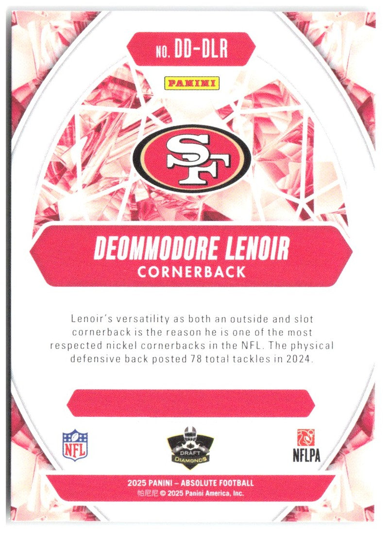 Deommodore Lenoir Panini Absolute Draft Diamonds DD-DLR 2025 San Francisco 49ers