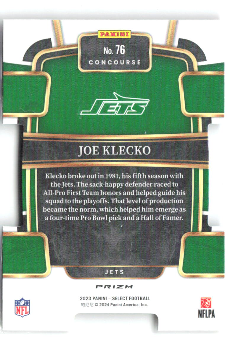 Joe Klecko Panini Select - Red and Yellow Prizms Die Cuts 76 2023 New York Jets