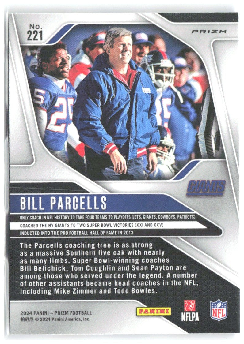 Bill Parcells Panini Prizm - Red White and Blue 221 2024 New York Giants