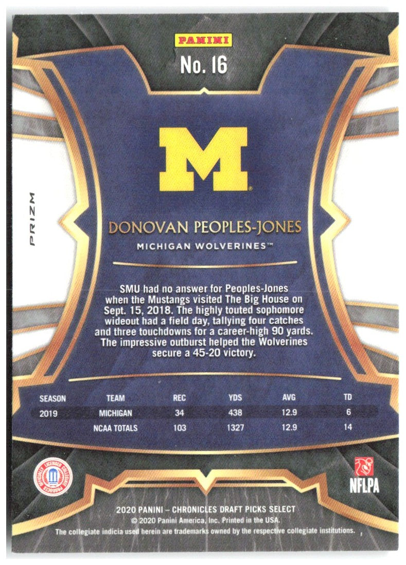 Donovan Peoples-Jones Chronicles - Select Draft Picks Blue 16 2020 Michigan