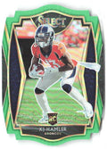 KJ Hamler Panini Select - Neon Green Prizm Die Cut 167 2020 Denver Broncos
