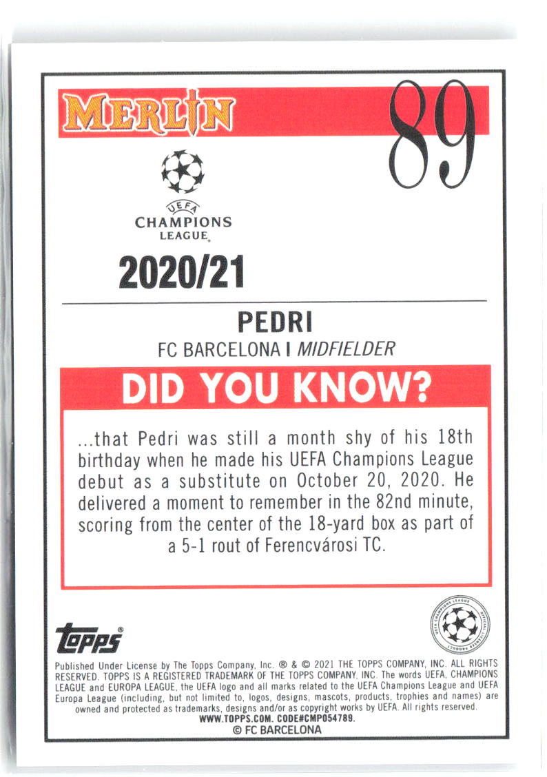 Pedri Merlin UEFA Champions League 89 2020-21 FC Barcelona RC