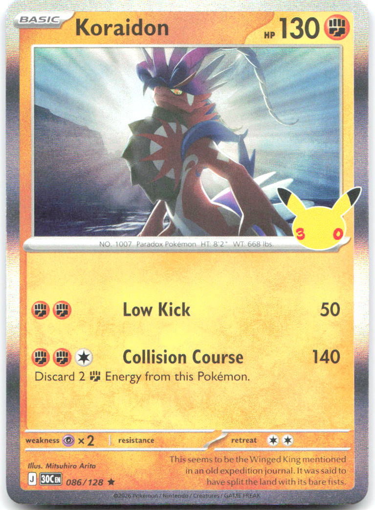 Koraidon Holo Rare ME 30th Celebration 086/128 NM Mitsuhiro Arita