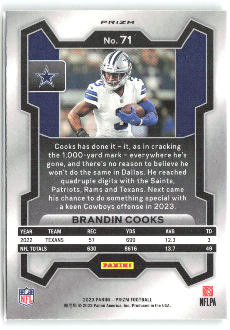 Brandin Cooks Panini Prizm - Green 71 2023 Dallas Cowboys