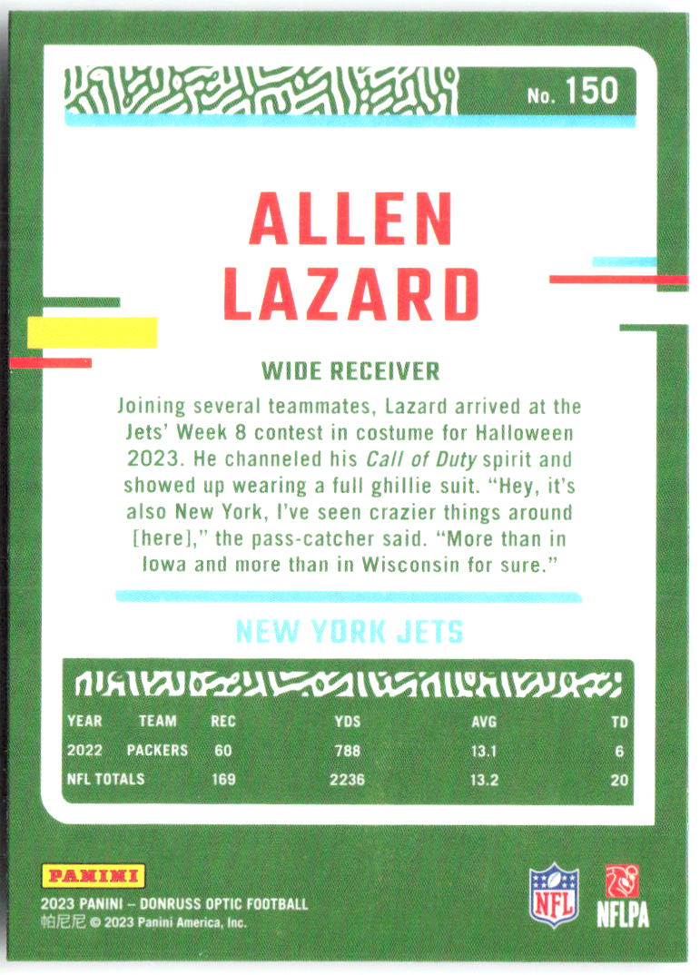 Allen Lazard Donruss Optic 150 2023 New York Jets