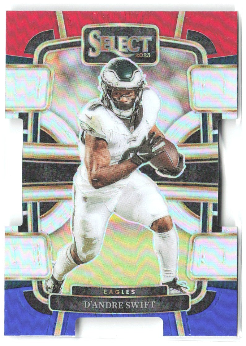 D'Andre Swift Select - Red and Blue Prizms Die Cuts 81 2023 Philadelphia Eagles