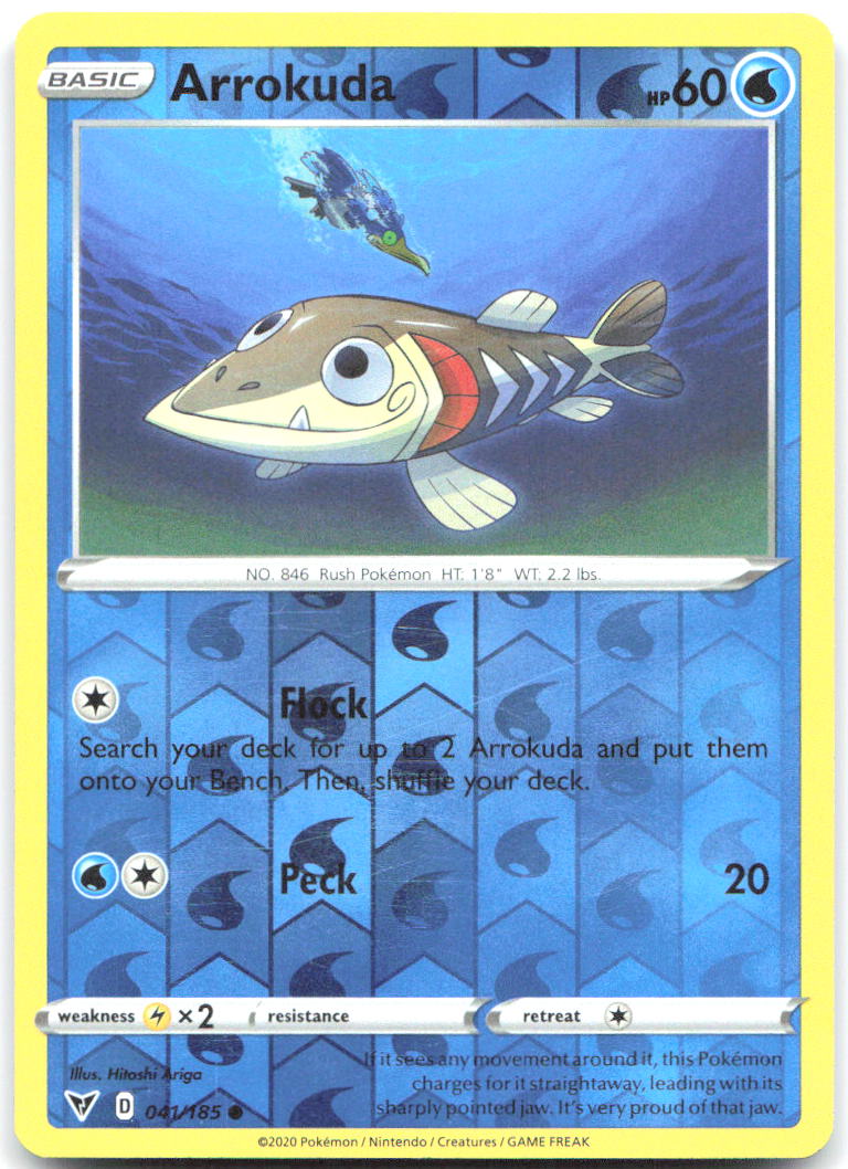 Arrokuda Reverse Holo Common SWSH04 Vivid Voltage 041/185 NM Hitoshi Ariga