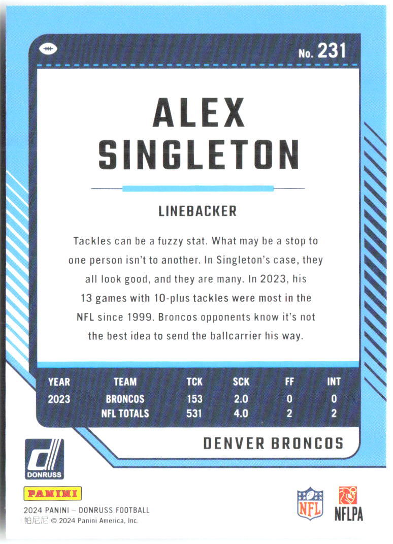 Alex Singleton Base Donruss 231 NM