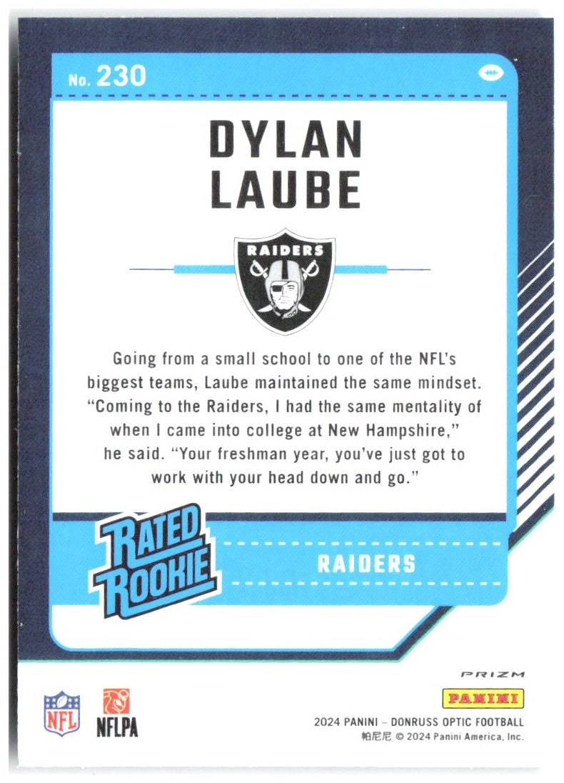 Dylan Laube Donruss Optic - Purple Shock 230 2024 Las Vegas Raiders