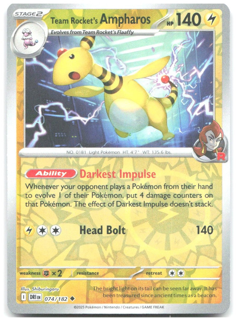 Team Rocket's Ampharos Reverse Holo SV10 Destined Rivals 074/182 NM Izucch