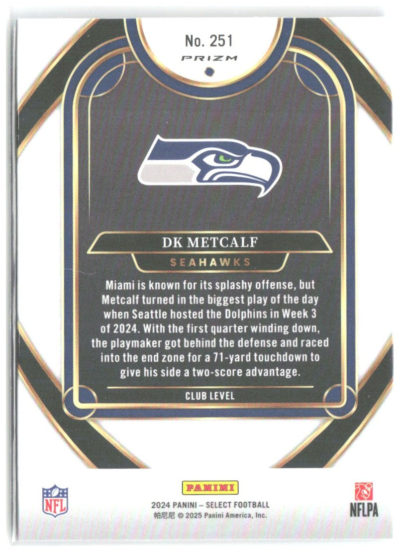 DK Metcalf Panini Select - Red & Yellow Prizm Shock 251 2024 Seattle Seahawks