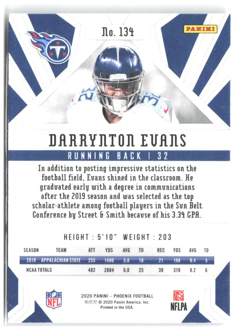 Darrynton Evans Panini Phoenix - Fire Burst 134 2020 Tennessee Titans