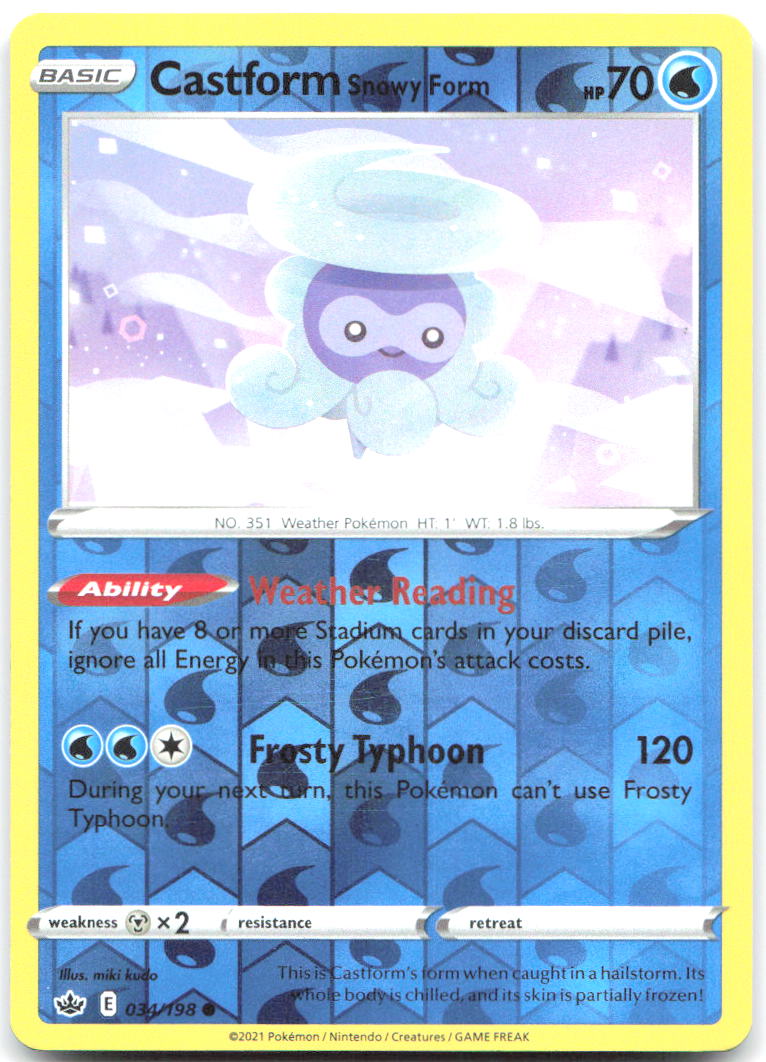 Castform Snowy Form Reverse Holo SWSH06 Chilling Reign 034/198 NM miki kudo