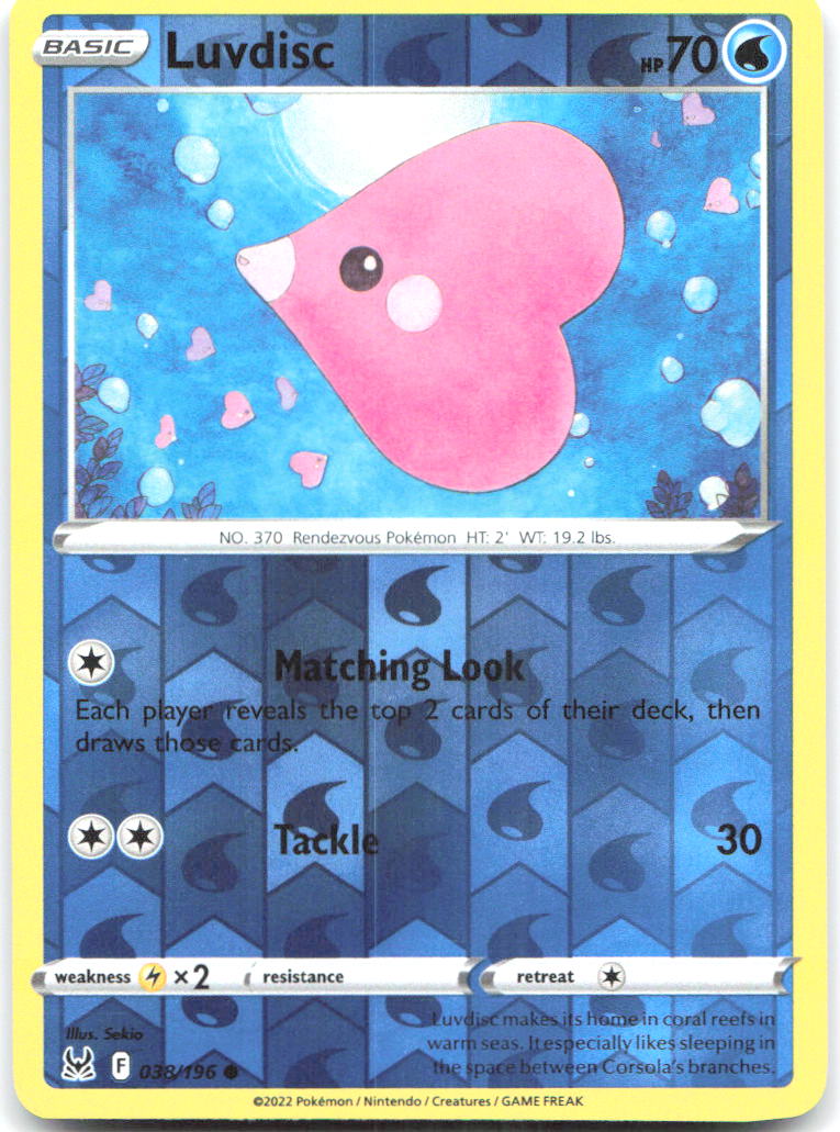 Luvdisc Reverse Holo Common SWSH11 Lost Origin 038/196 NM Sekio